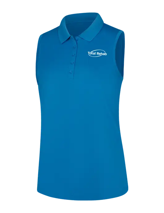 Womens Light Royal Dry Zone UV Micro-Mesh Sleeveless Polo w/Total Rehab Logo