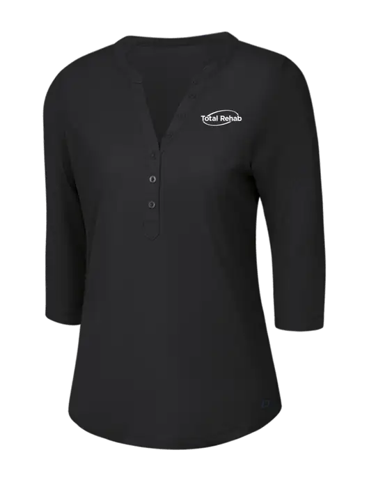 OGIO Blacktop Jewel Henley w/Total Rehab Logo