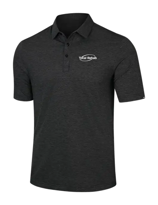 TravisMathew Black Heather Sunnyvale Polo w/Total Rehab Logo