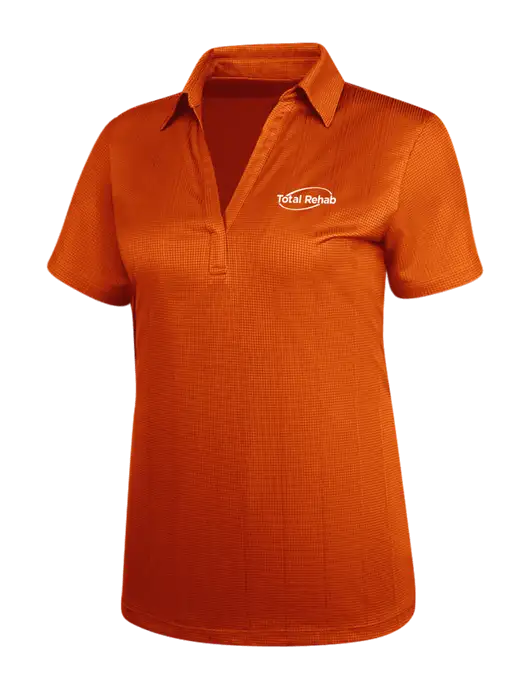 Orange Womens Performance Fine Jacquard Polo w/Total Rehab Logo
