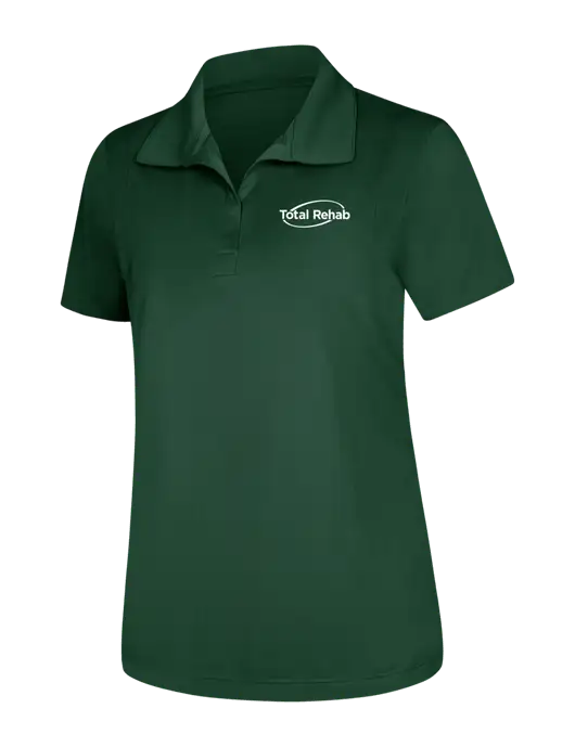 Womens Dark Green Micropique Sport-Wick Polo w/Total Rehab Logo