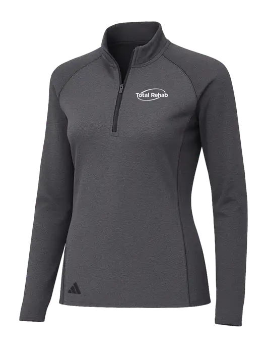Adidas Womens Black Melange Space Dyed Quarter-Zip Pullover  w/Total Rehab Logo