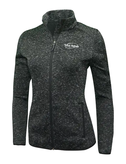 Black Heather Womens Sweater Fleece Jacket w/Total Rehab Logo
