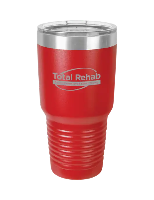 Polar Camel 30 oz Powder Coated Red Vacuum Insulated Tumbler  w/Total Rehab Logo