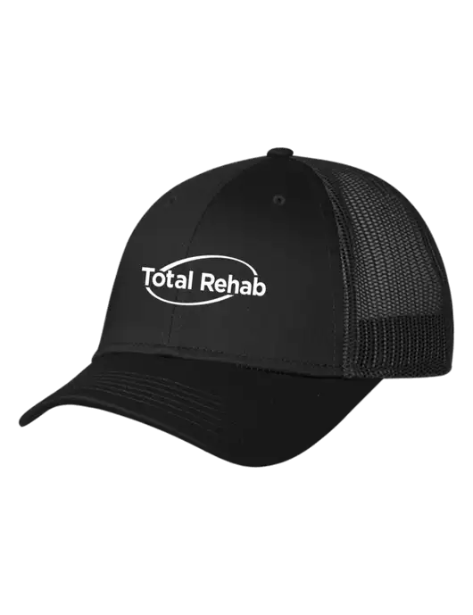 Black Mesh Trucker Cap Snap Back w/Total Rehab Logo