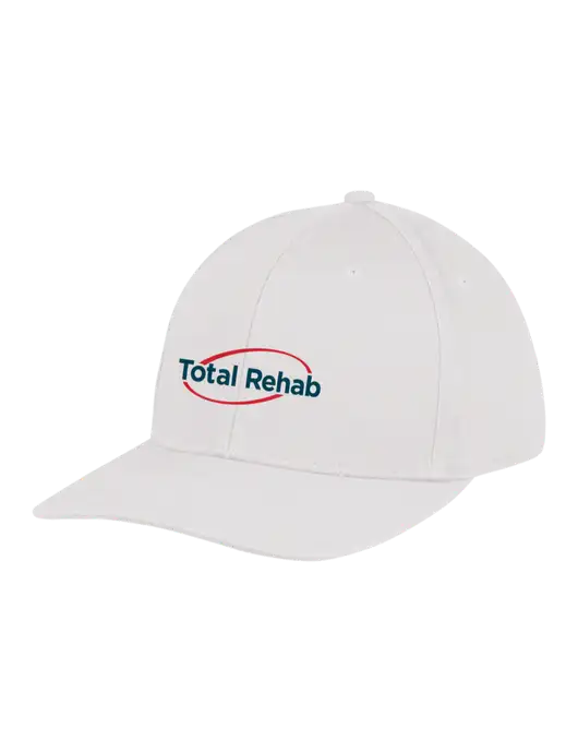 Premium Modern Structured Twill White Snapback Cap w/Total Rehab Logo
