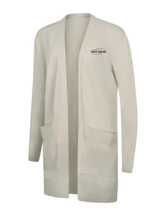Mercer+Mettle Womens Ivory Open Front Cardigan Sweater w/Total Rehab Logo