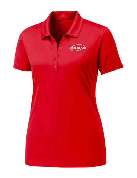 Womens Red PosiCharge Competitor Polo w/Total Rehab Logo