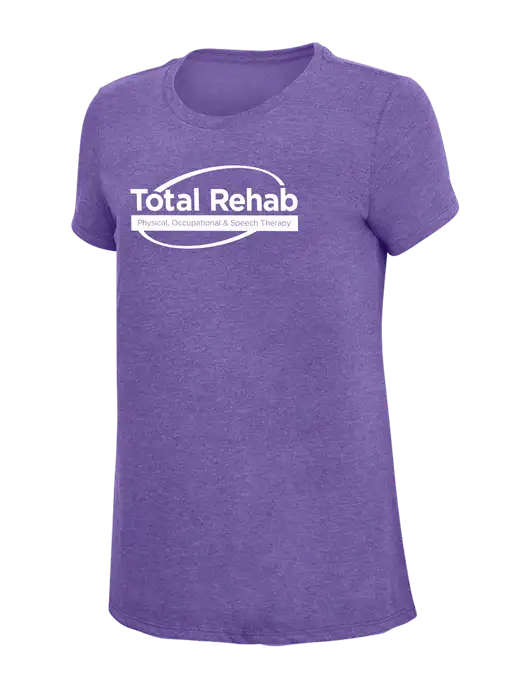 Womens Simply Soft Purple Frost 4.5oz  Poly/Combed Ring Spun Cotton T-Shirt w/Total Rehab Logo