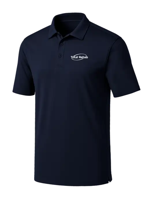 Navy Silk Touch Performance Polo w/Total Rehab Logo