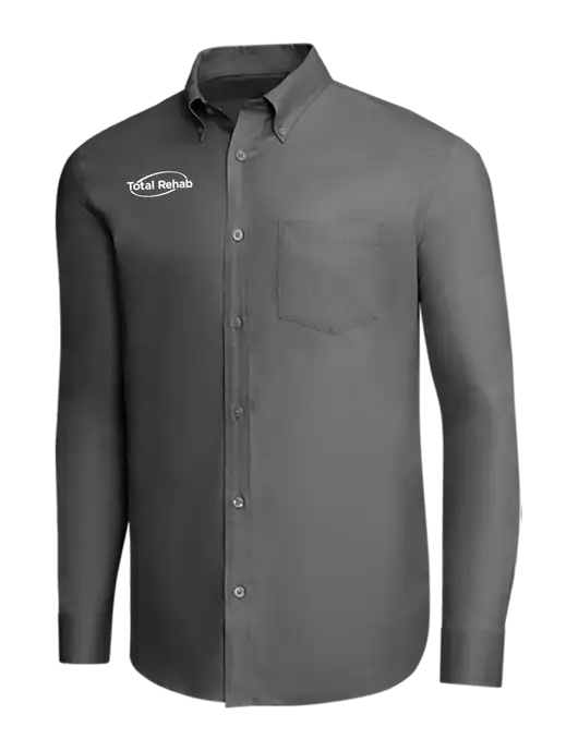Brooks Brothers Dark Grey Wrinkle-Free Stretch Pinpoint Shirt w/Total Rehab Logo