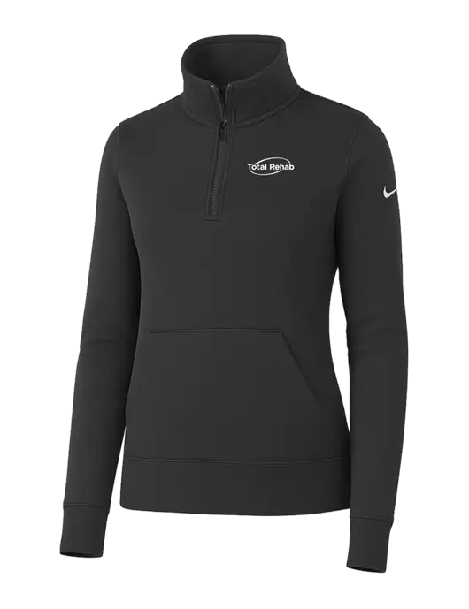 Nike Womens Dark Grey Club Fleece Sleeve Swoosh 1/2-Zip w/Total Rehab Logo
