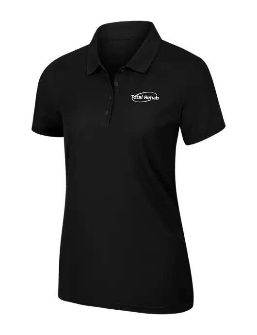 Womens Black Core Classic Pique Polo w/Total Rehab Logo