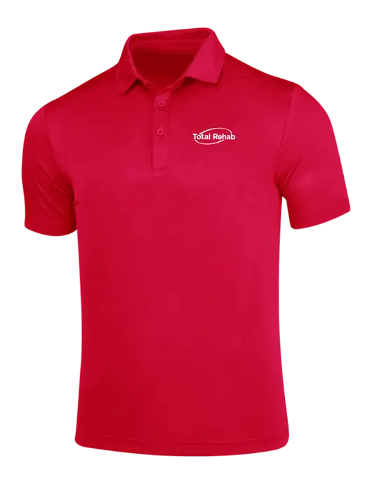 True Red Posi-UV Pro Polo w/Total Rehab Logo