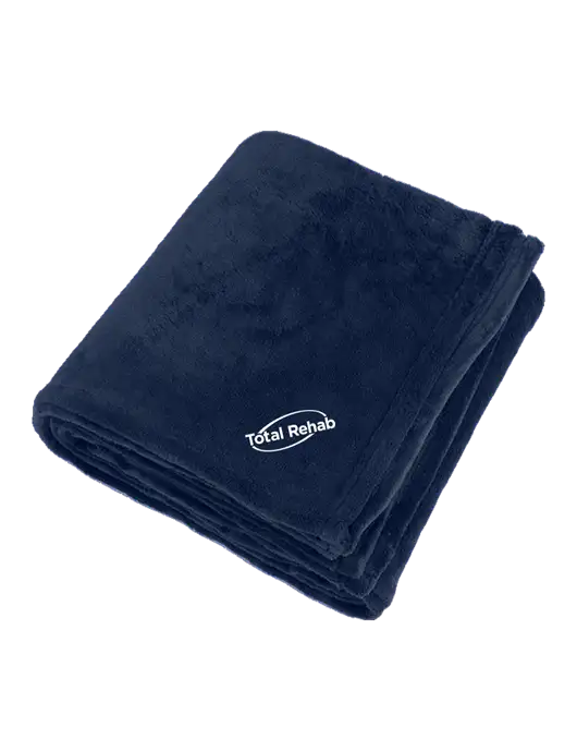 Oversized Deep Navy Ultra Plush Blanket w/Total Rehab Logo