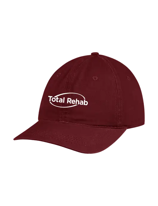 Garment Washed Unstructured Twill Maroon Cap w/Total Rehab Logo