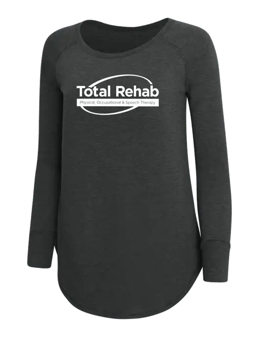 Womens Perfect Wide Collar Tunic Tri-Blend Black Frost 4.5 oz T-Shirt w/Total Rehab Logo