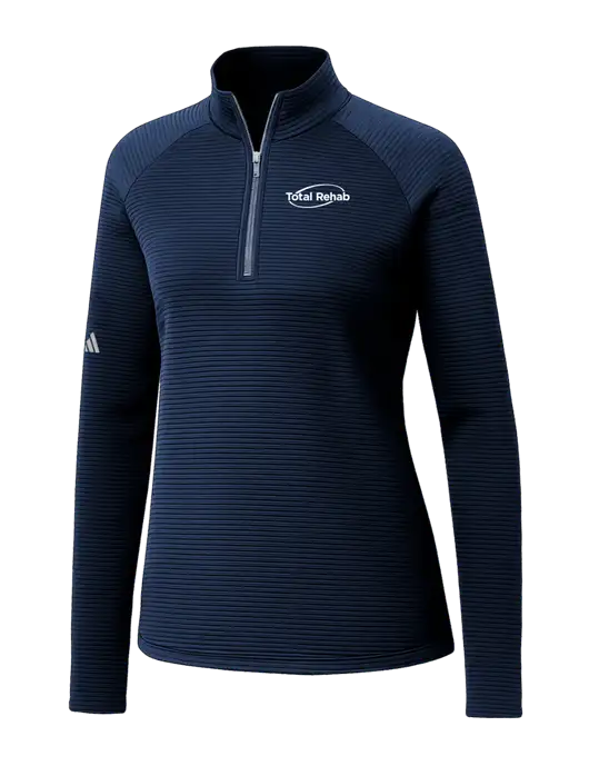 Adidas Womens Navy Spacer Quarter-Zip Pullover  w/Total Rehab Logo