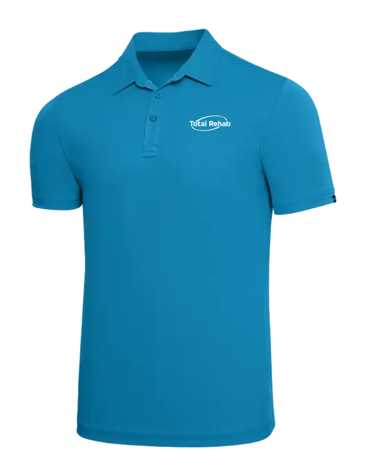 TravisMathew Sapphire Solid Oceanside Polo w/Total Rehab Logo