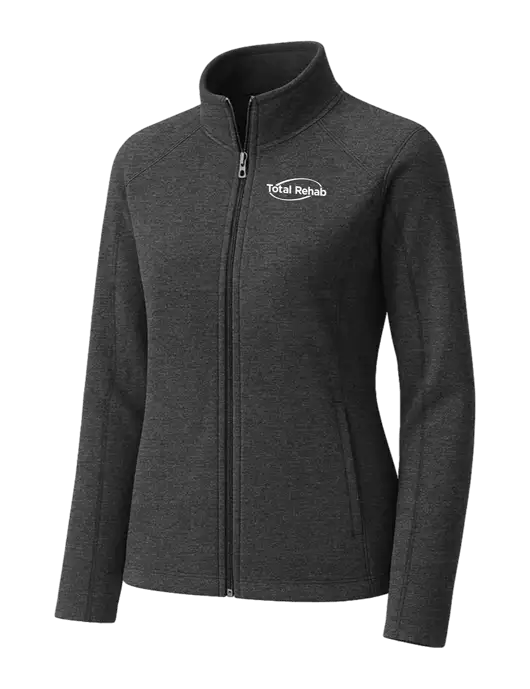 Charcoal Womens Heather Microfleece Full-Zip Jacket w/Total Rehab Logo