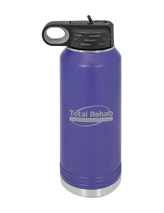 Polar Camel 32 oz Powder Coated Purple Vacuum Insulated Water Bottle w/Total Rehab Logo