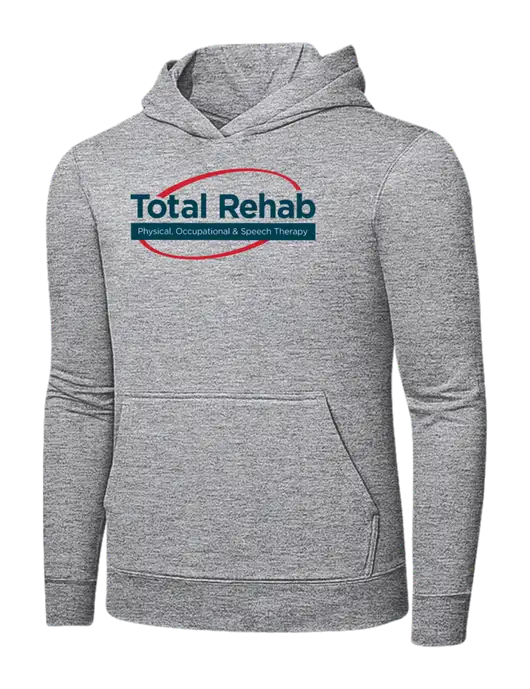 Light Grey Heather 7.8 oz Ring Spun Hooded Sweatshirt w/Total Rehab Logo
