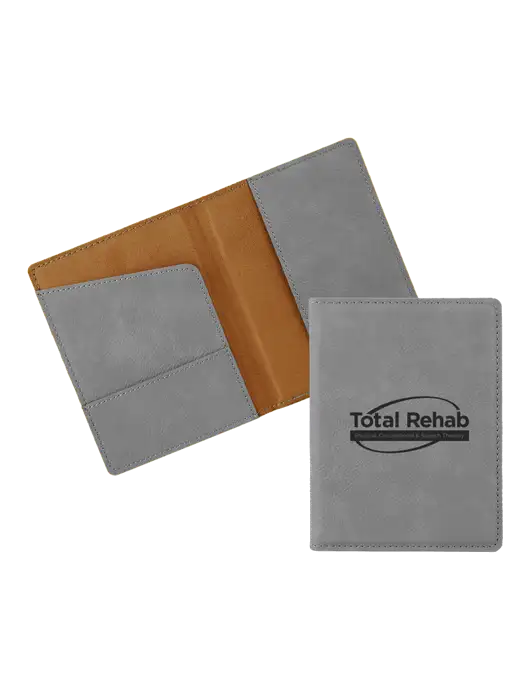 Grey Leatherette Passport Holder w/Total Rehab Logo