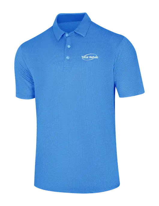 Callaway Carolina Blue Fashion Gingham Polo w/Total Rehab Logo
