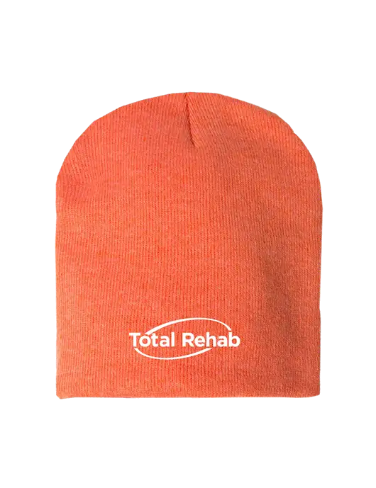 Orange Heather Element Knit Beanie w/Total Rehab Logo