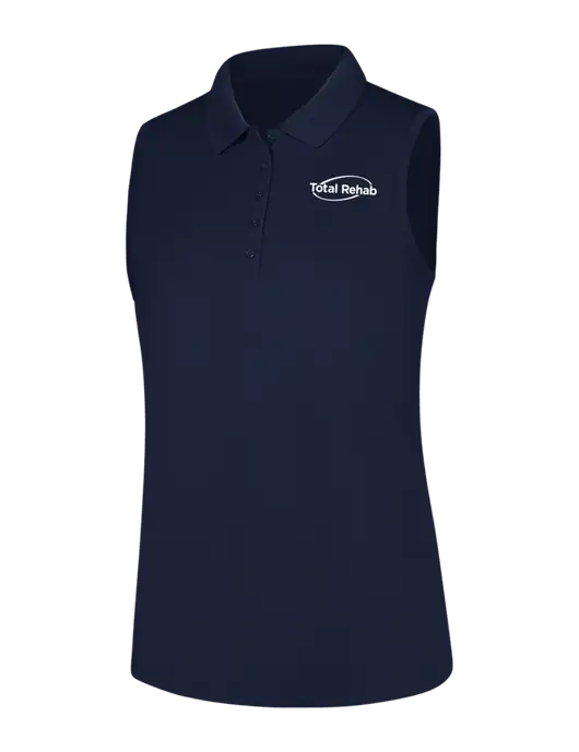 Womens Navy Dry Zone UV Micro-Mesh Sleeveless Polo w/Total Rehab Logo