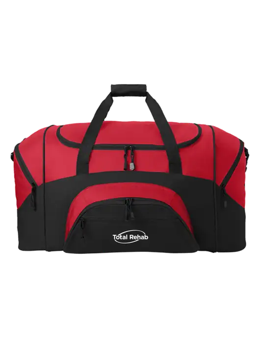 Standard Colorblock Red/Black Sport Duffel w/Total Rehab Logo