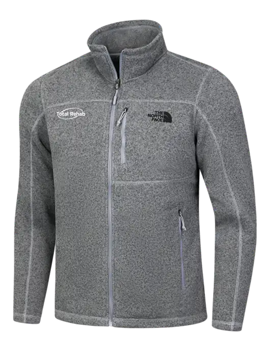 North Face Medium Grey Heather Sweater Fleece Jacket w/Total Rehab Logo