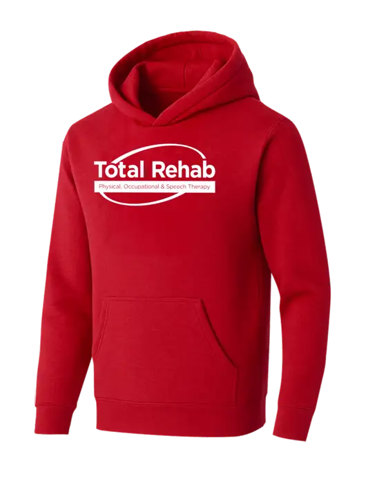 BELLA+CANVAS Red Sponge Fleece Pullover Hoodie w/Total Rehab Logo