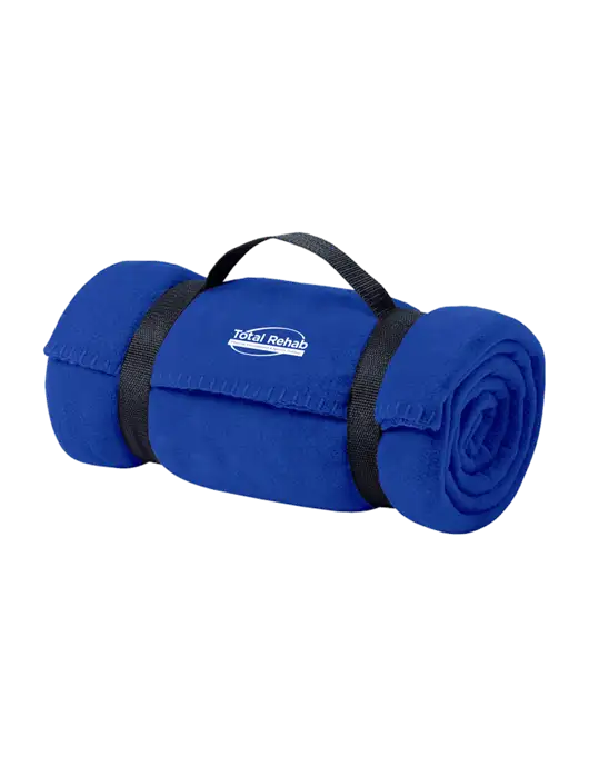 Casual Royal Fleece Blanket With Strap  w/Total Rehab Logo