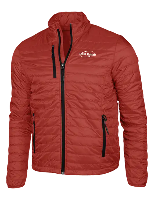 Dark Red Puffy Packable Jacket w/Total Rehab Logo