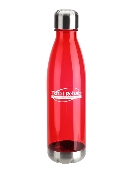 Bayside Tritan Red 25 oz Bottle with Stainless Base and Cap w/Total Rehab Logo