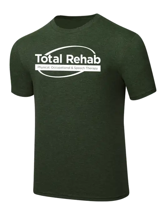 Simply Soft Heathered Forest Green 4.5oz  Poly/Combed Ring Spun Cotton T-Shirt w/Total Rehab Logo