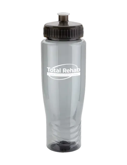 Roam Smoke 28 oz Eco-Polyclear Bottle with Push Pull Lid w/Total Rehab Logo