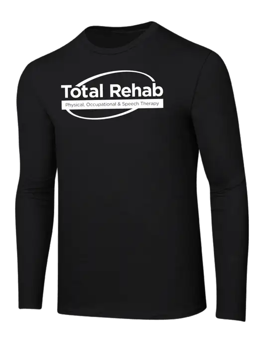 Ring Spun Jet Black 4.5 oz Long Sleeve T-Shirt w/Total Rehab Logo