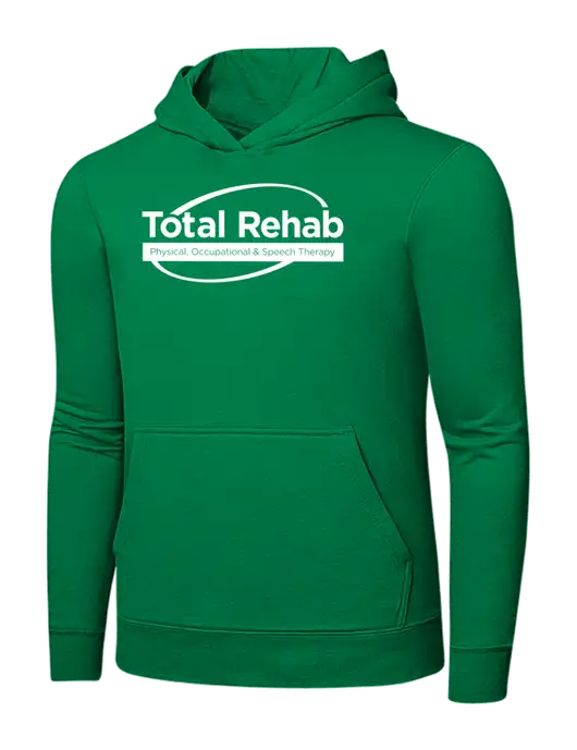 Dark Kelly Green 7.8 oz Ring Spun Hooded Sweatshirt w/Total Rehab Logo