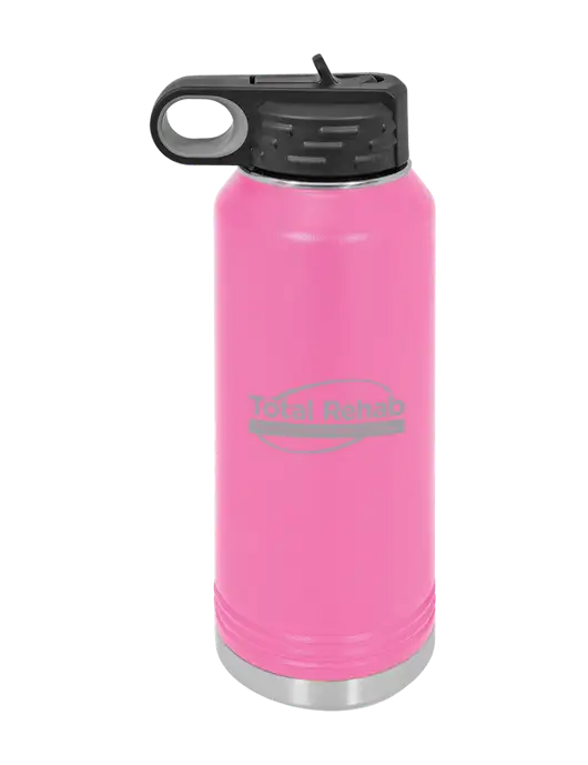 Polar Camel 32 oz Powder Coated Pink Vacuum Insulated Water Bottle w/Total Rehab Logo