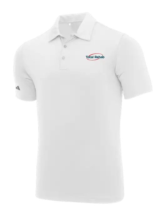 Adidas White Ultimate Solid Polo w/Total Rehab Logo