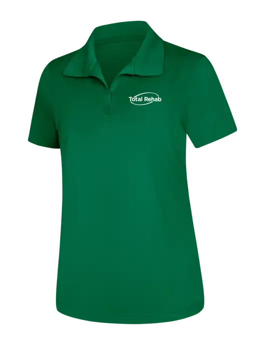 Womens Kelly Green Micropique Sport-Wick Polo w/Total Rehab Logo