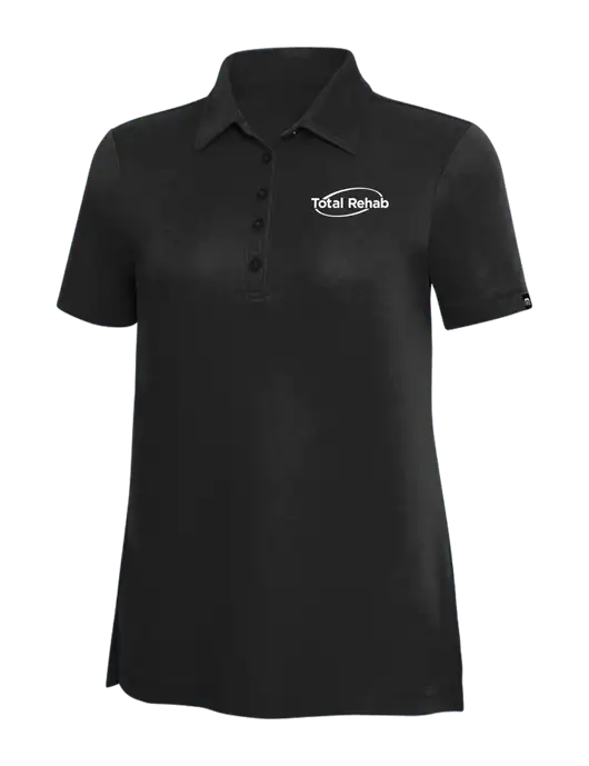 TravisMathew Black Solid Womens Oceanside Polo w/Total Rehab Logo