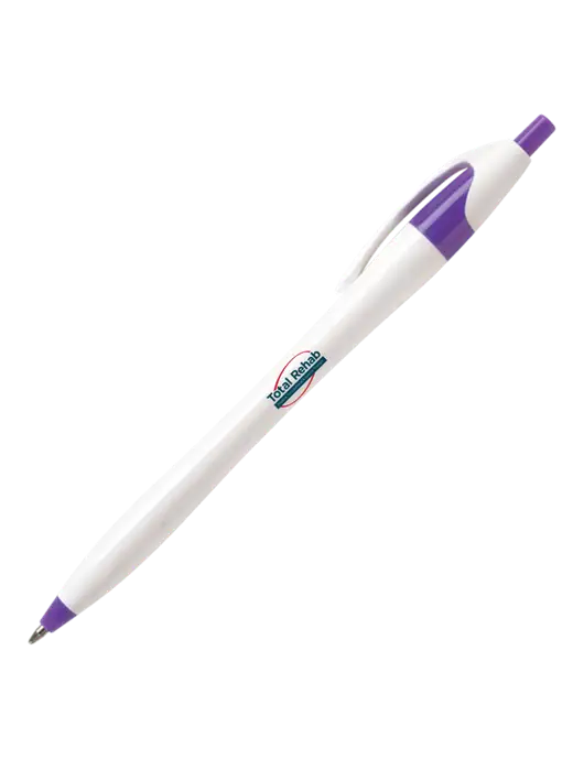 Novella Purple/White Splash Pen - Blue Ink w/Total Rehab Logo