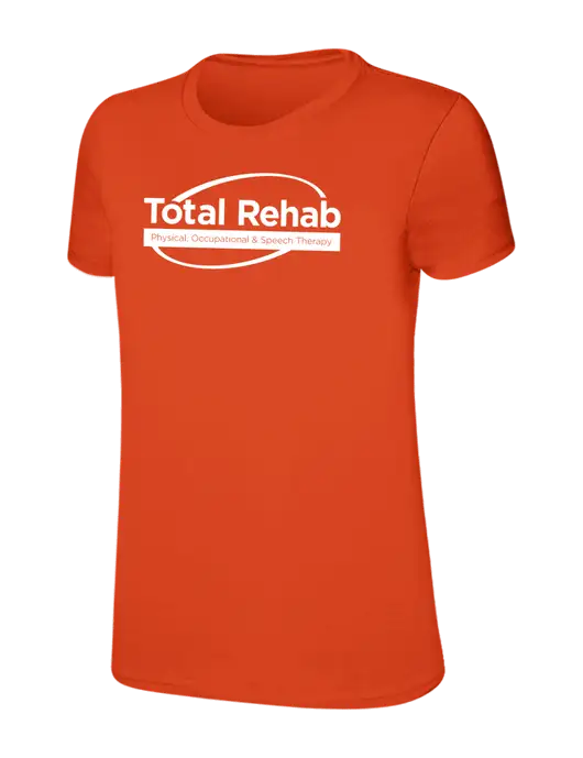 Womens Ring Spun Orange 4.5 oz T-Shirt w/Total Rehab Logo