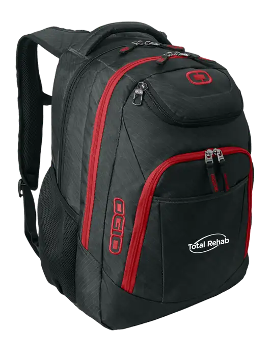 OGIO Dark Grey/Red Excelsior Laptop Backpack w/Total Rehab Logo
