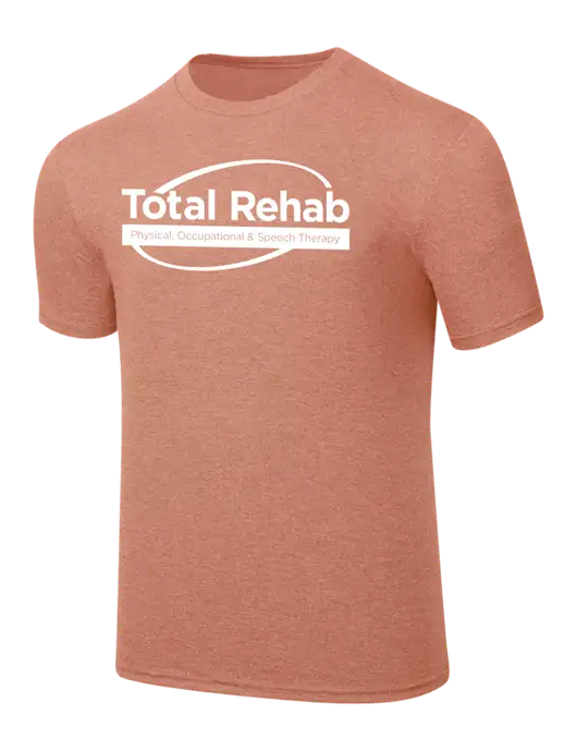 Simply Soft Heathered Light Peach 4.5oz  Poly/Combed Ring Spun Cotton T-Shirt w/Total Rehab Logo