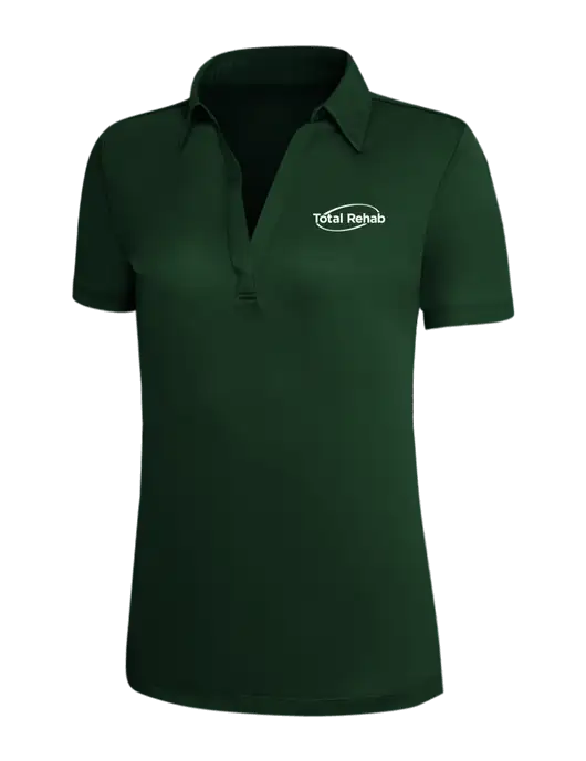 Dark Green Silk Touch Womens Performance Polo w/Total Rehab Logo