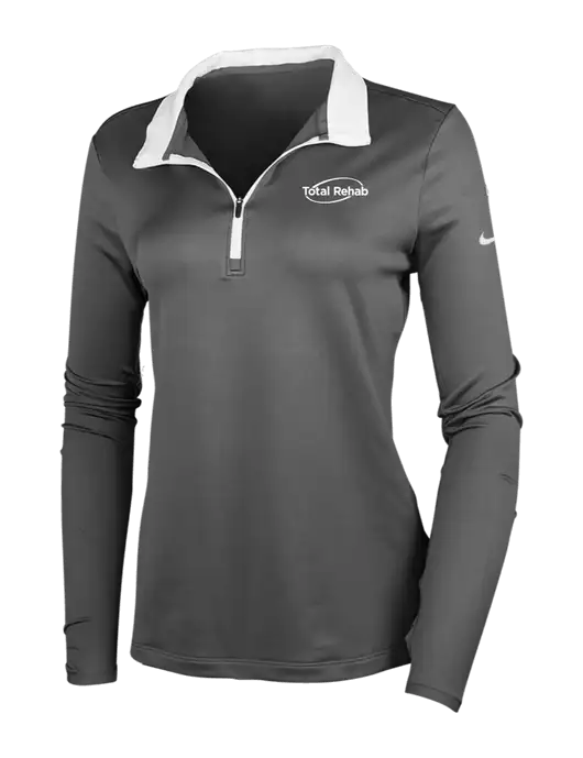 NIKE Dark Grey/White Womens Dry-Fit Stretch 1/2 Zip Cover-Up w/Total Rehab Logo